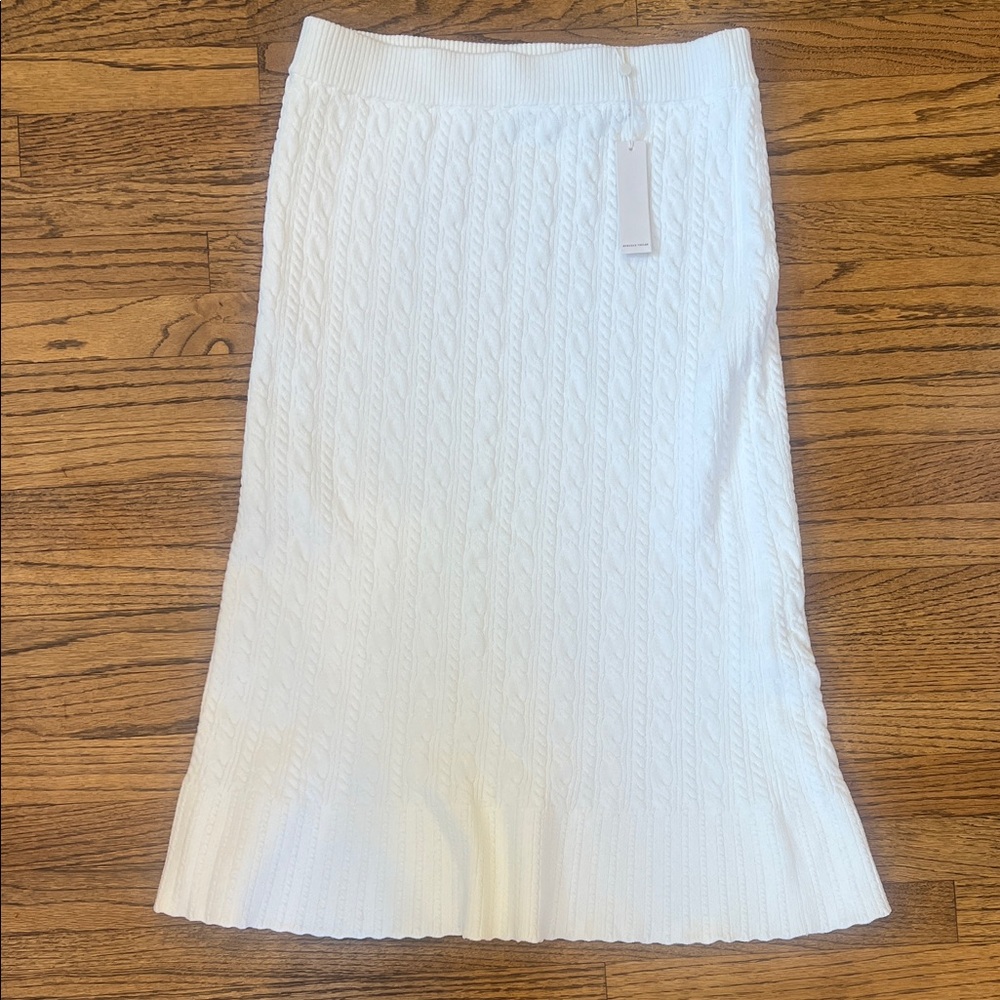 Rebecca Taylor White Cable Knit Midi Skirt
